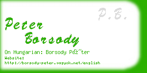 peter borsody business card